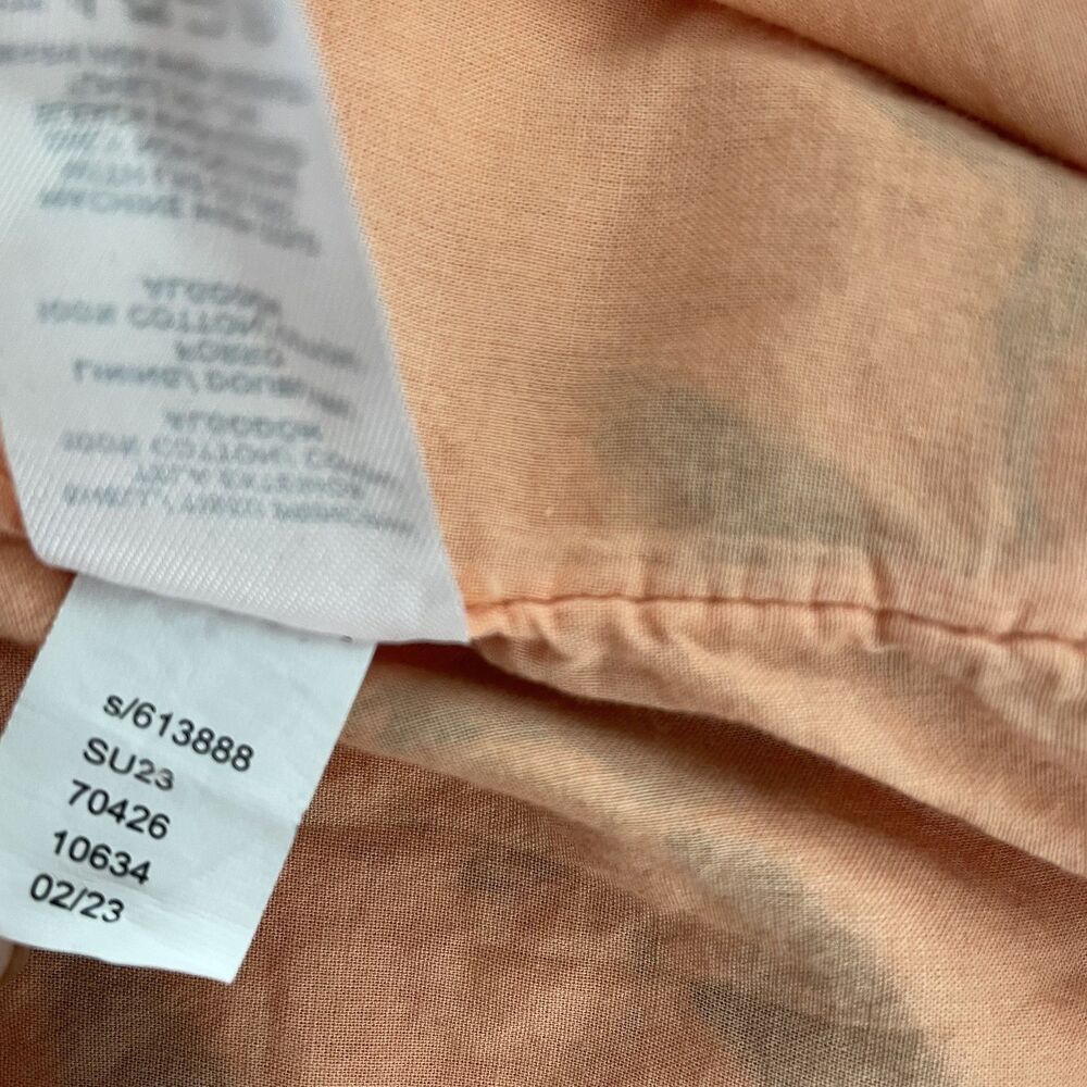 LOFT Orange Short Sleeve Orange Print Strappy Square Neckline Cropped Top Size L - Picture 7 of 10